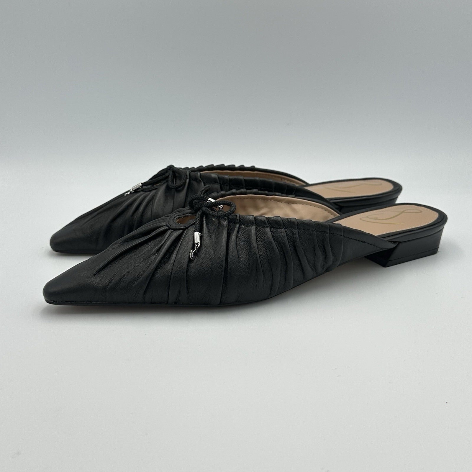 Sam Edelman Julia Pump Mule Women’s Size 10 Black Leather Pointed Flat Shoes, image 1 of 11