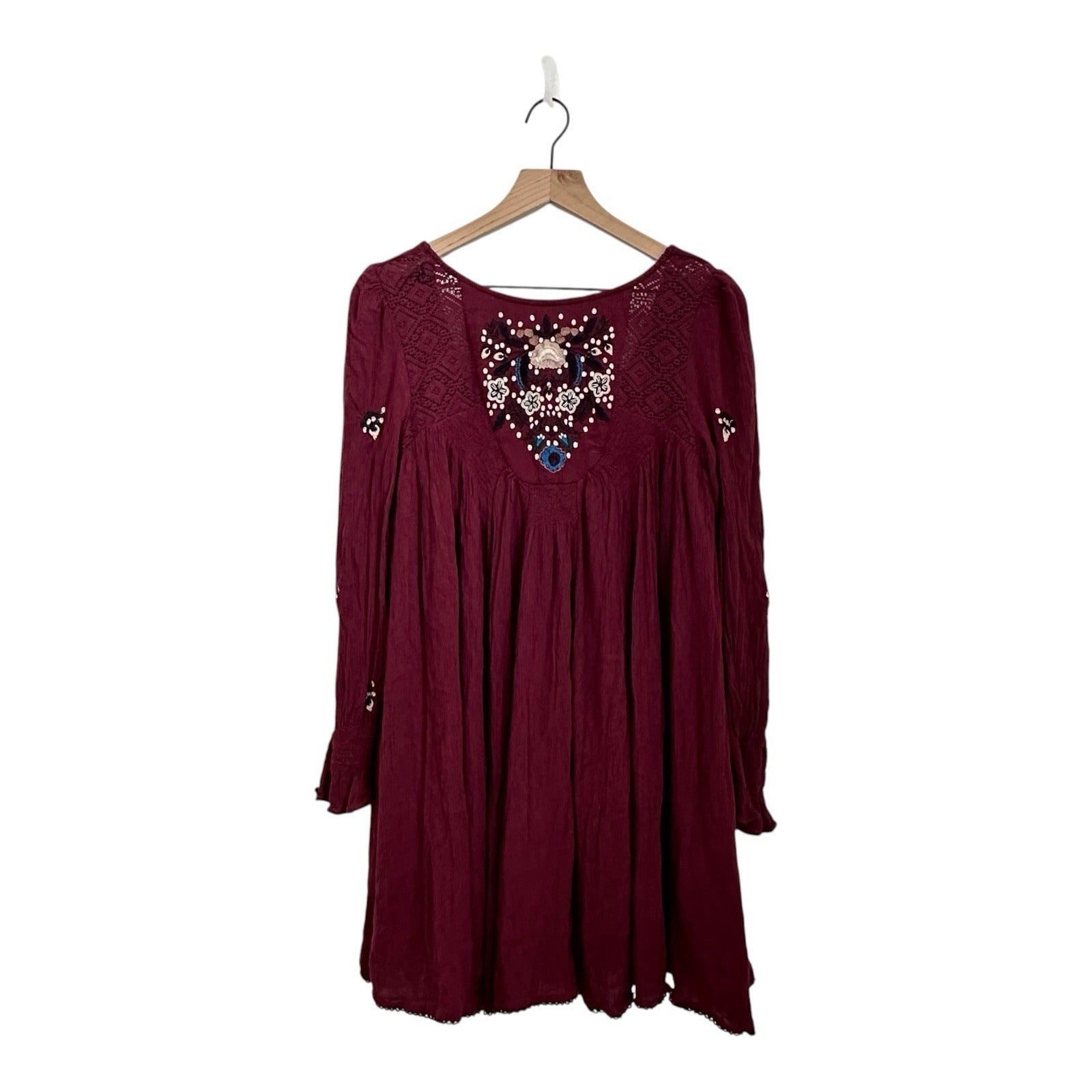 Free People Mohave Embroidered Dress Women’s Size XS Rayo Red Boho Babydoll