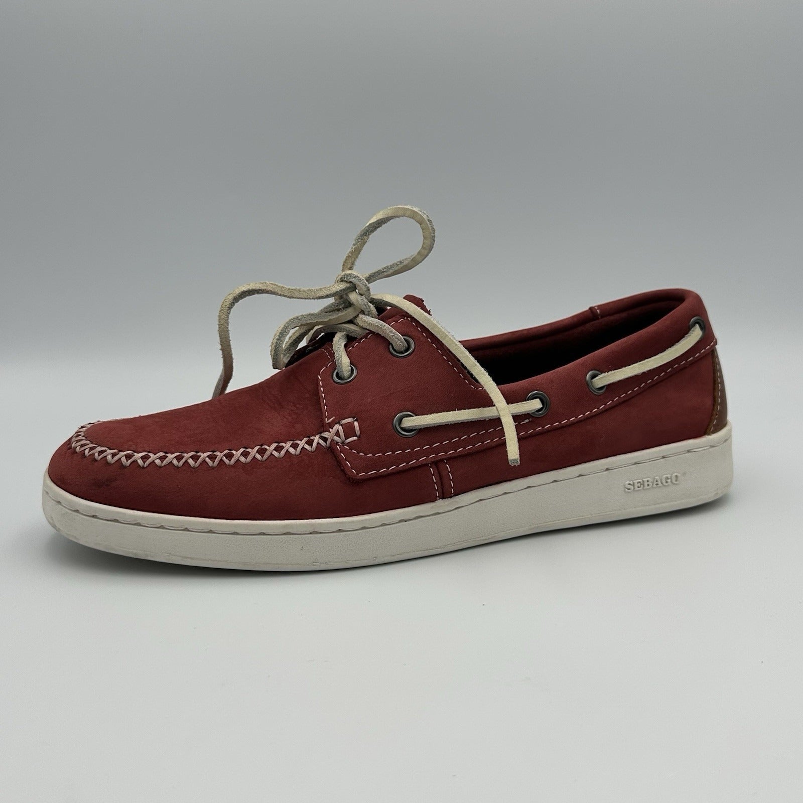Sebago Wentworkth Two Eye Boat Shoes Men’s 8 US Red Red Leather Casual Lace Up, image 1 of 11